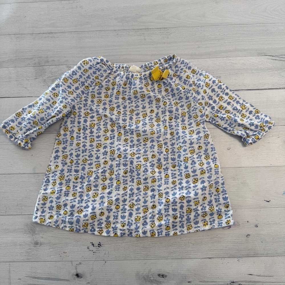 Mini Boden girls blue yellow floral top 1.5/2‎ years